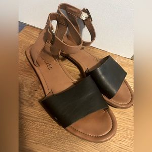 Coconuts black and tan sandals. Size 10.